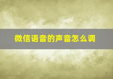 微信语音的声音怎么调