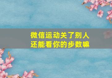 微信运动关了别人还能看你的步数嘛