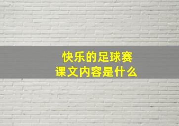 快乐的足球赛课文内容是什么