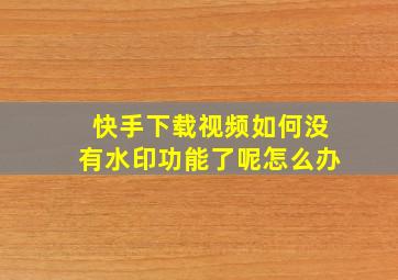 快手下载视频如何没有水印功能了呢怎么办