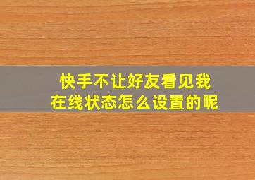 快手不让好友看见我在线状态怎么设置的呢