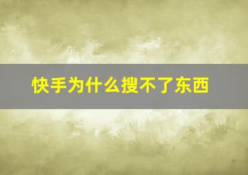 快手为什么搜不了东西