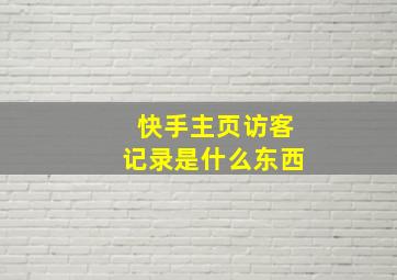 快手主页访客记录是什么东西