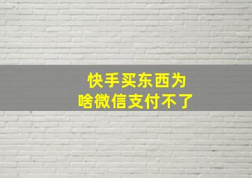 快手买东西为啥微信支付不了