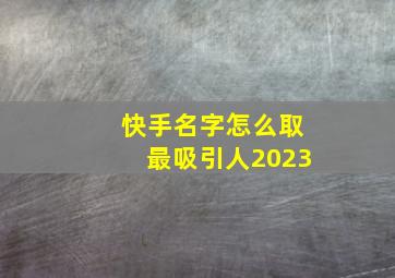 快手名字怎么取最吸引人2023