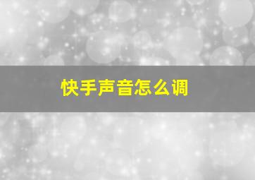 快手声音怎么调