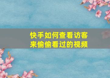 快手如何查看访客来偷偷看过的视频