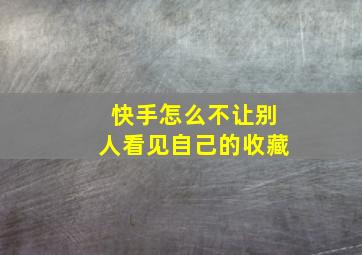 快手怎么不让别人看见自己的收藏