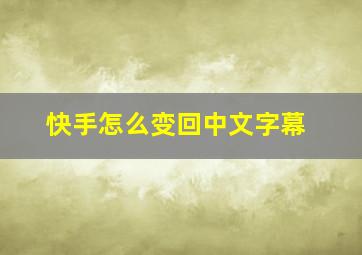 快手怎么变回中文字幕