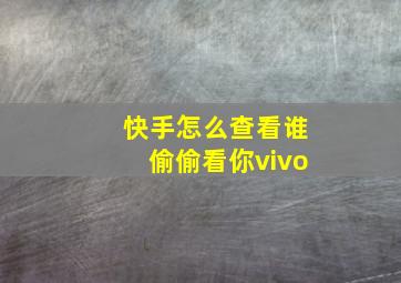 快手怎么查看谁偷偷看你vivo