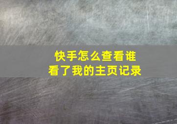 快手怎么查看谁看了我的主页记录