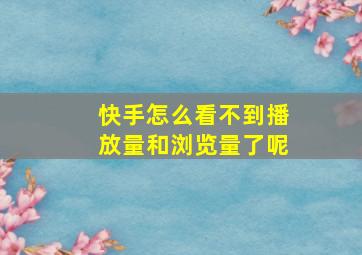 快手怎么看不到播放量和浏览量了呢