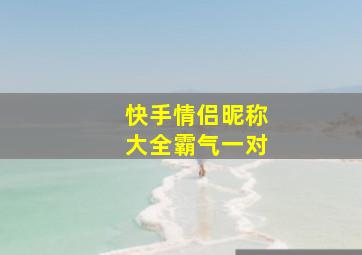 快手情侣昵称大全霸气一对