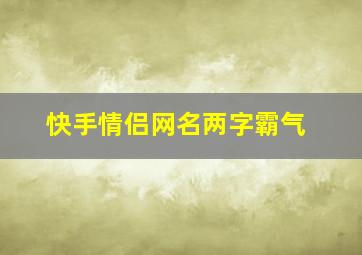 快手情侣网名两字霸气