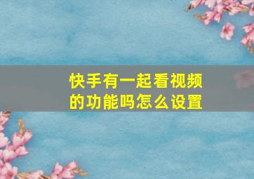 快手有一起看视频的功能吗怎么设置