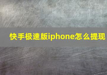 快手极速版iphone怎么提现