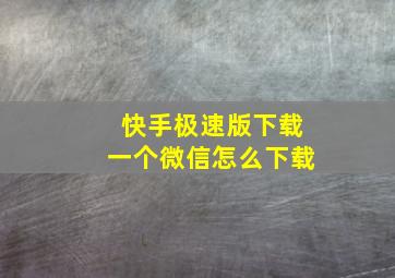 快手极速版下载一个微信怎么下载