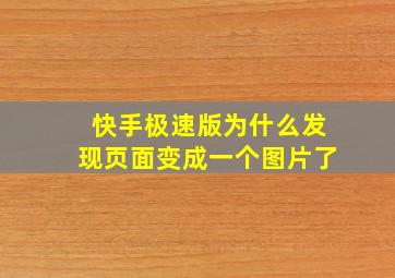 快手极速版为什么发现页面变成一个图片了