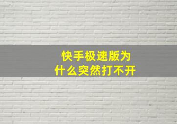 快手极速版为什么突然打不开