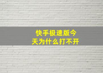 快手极速版今天为什么打不开