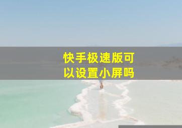 快手极速版可以设置小屏吗