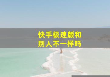 快手极速版和别人不一样吗