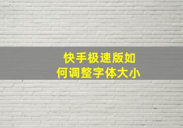 快手极速版如何调整字体大小