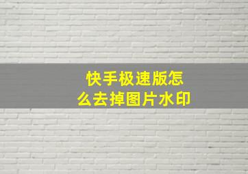 快手极速版怎么去掉图片水印