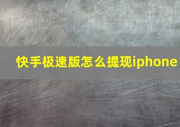 快手极速版怎么提现iphone