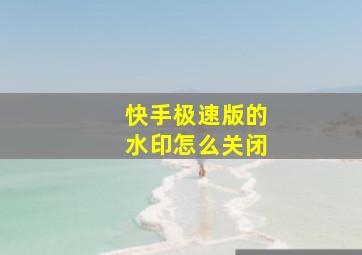 快手极速版的水印怎么关闭