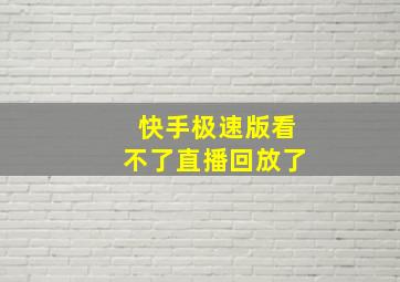 快手极速版看不了直播回放了