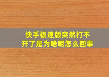 快手极速版突然打不开了是为啥呢怎么回事