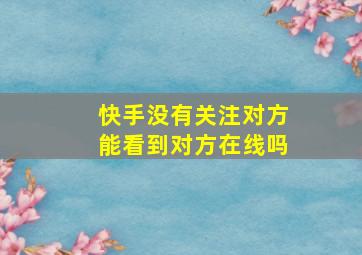 快手没有关注对方能看到对方在线吗