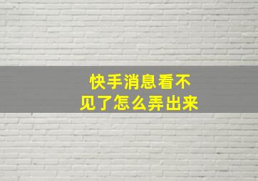 快手消息看不见了怎么弄出来