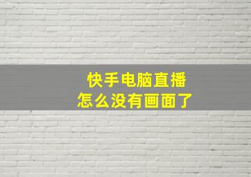 快手电脑直播怎么没有画面了