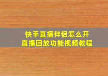 快手直播伴侣怎么开直播回放功能视频教程