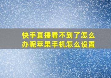 快手直播看不到了怎么办呢苹果手机怎么设置