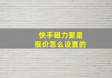 快手磁力聚星报价怎么设置的