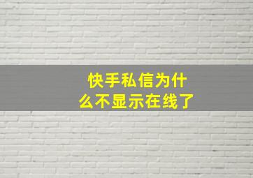 快手私信为什么不显示在线了