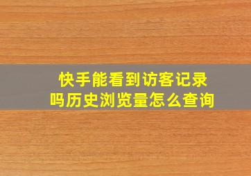 快手能看到访客记录吗历史浏览量怎么查询