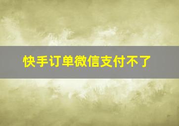 快手订单微信支付不了