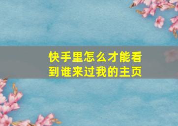 快手里怎么才能看到谁来过我的主页