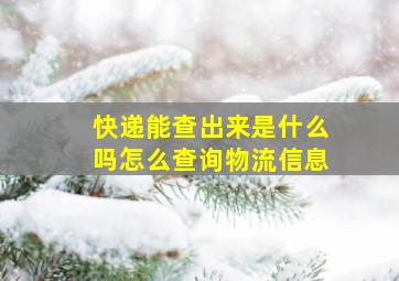 快递能查出来是什么吗怎么查询物流信息