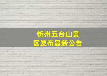 忻州五台山景区发布最新公告