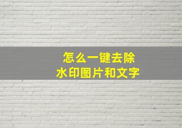 怎么一键去除水印图片和文字