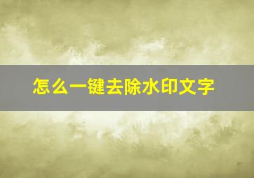 怎么一键去除水印文字