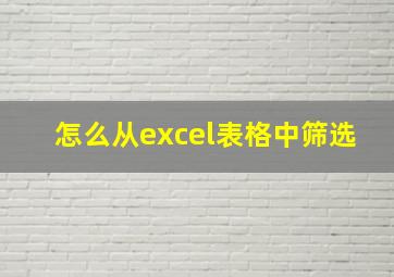 怎么从excel表格中筛选