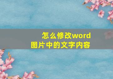 怎么修改word图片中的文字内容