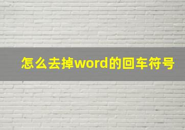 怎么去掉word的回车符号