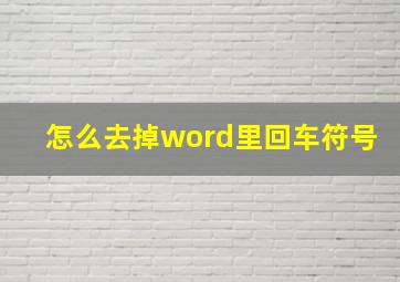 怎么去掉word里回车符号